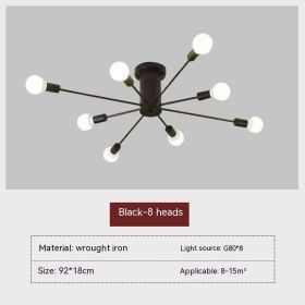 Bedroom Ceiling Lamp Modern Minimalist Nordic (Option: Without Light Source-8 Black Head)