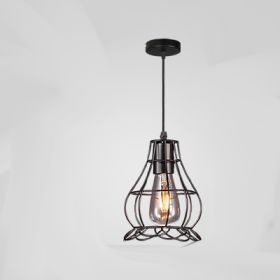 Retro Industrial Style Wrought Iron Chandelier Creative Small Iron Cage (Option: E-Without light source)