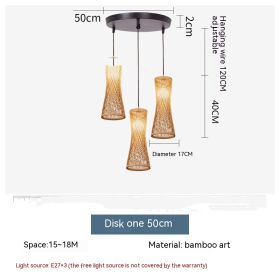 Japanese New Chinese Style Bamboo Bamboo Artwork Chandelier (Option: Excluding Light Source-Black Disc)