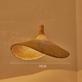 Bamboo Chandelier New Japanese Style Lamps (Option: 70cm-Trichromatic light)