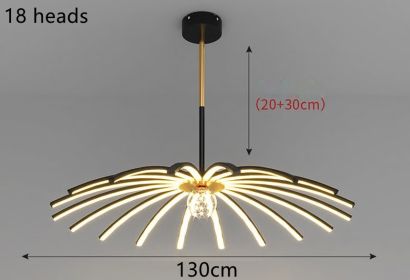 Led Chandelier In Dining Room Bedroom (Option: Black A-18heads-Tricolor dimming)